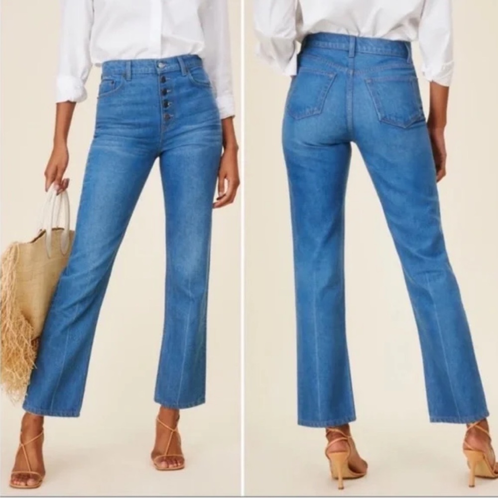 NWT - Reformation Cynthia Button Fly High-Rise Straight Jeans, size 31
